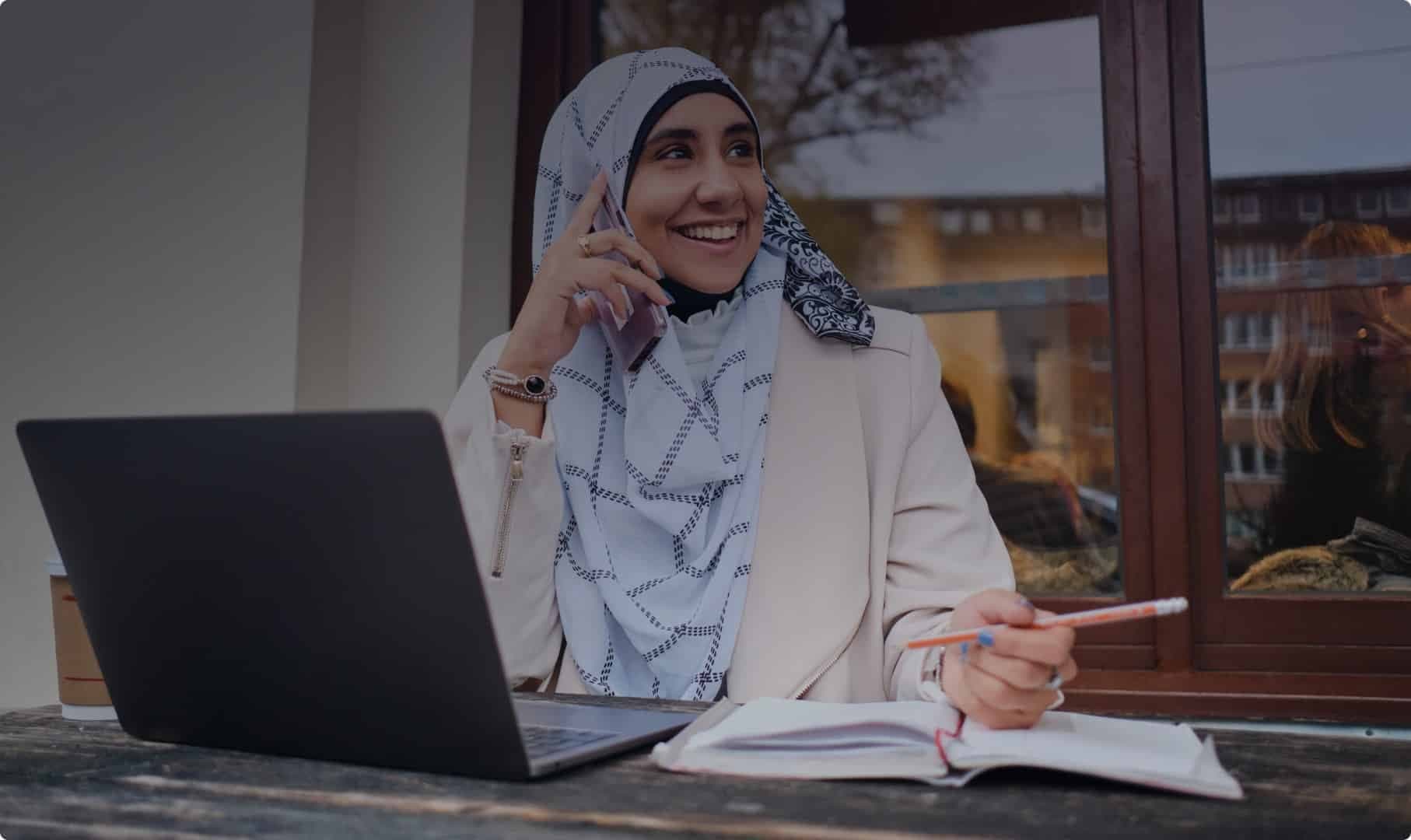Woman working on laptop